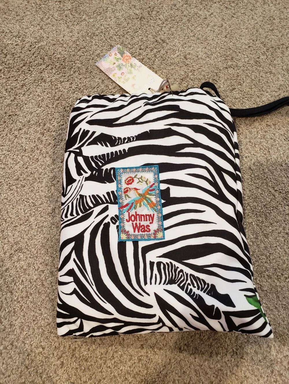 Johnny Was Beach Towel Blanket Zebra Floral Print NEW